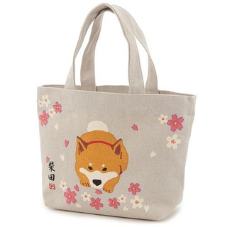 新款⭐較大尺寸【hellomira】日本櫻花柴犬手提包 帆布包 便當袋 手拿袋 限定櫻花手提袋 柴犬