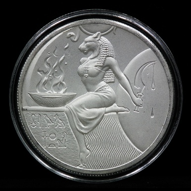 【原形幣祿】2021美國埃及眾神6-母獅神賽赫麥特-高浮雕普製銀章銀幣-2盎司-附AIR-TITE幣盒