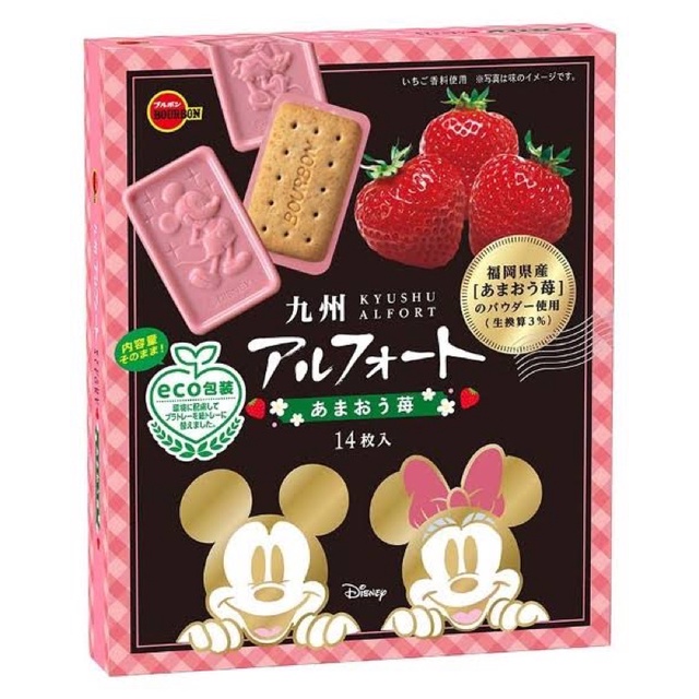 🇯🇵日本代購🇹🇼BOURBON 帆船巧克力餅乾 福岡草莓口味 九州限定 迪士尼 米奇 米妮