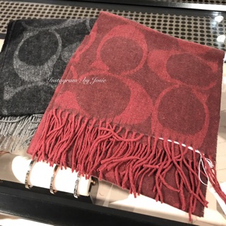 【現貨】美國代購 Coach 新色 經典 馬車 C Logo 老花 克什米爾 羊毛 圍巾 披肩