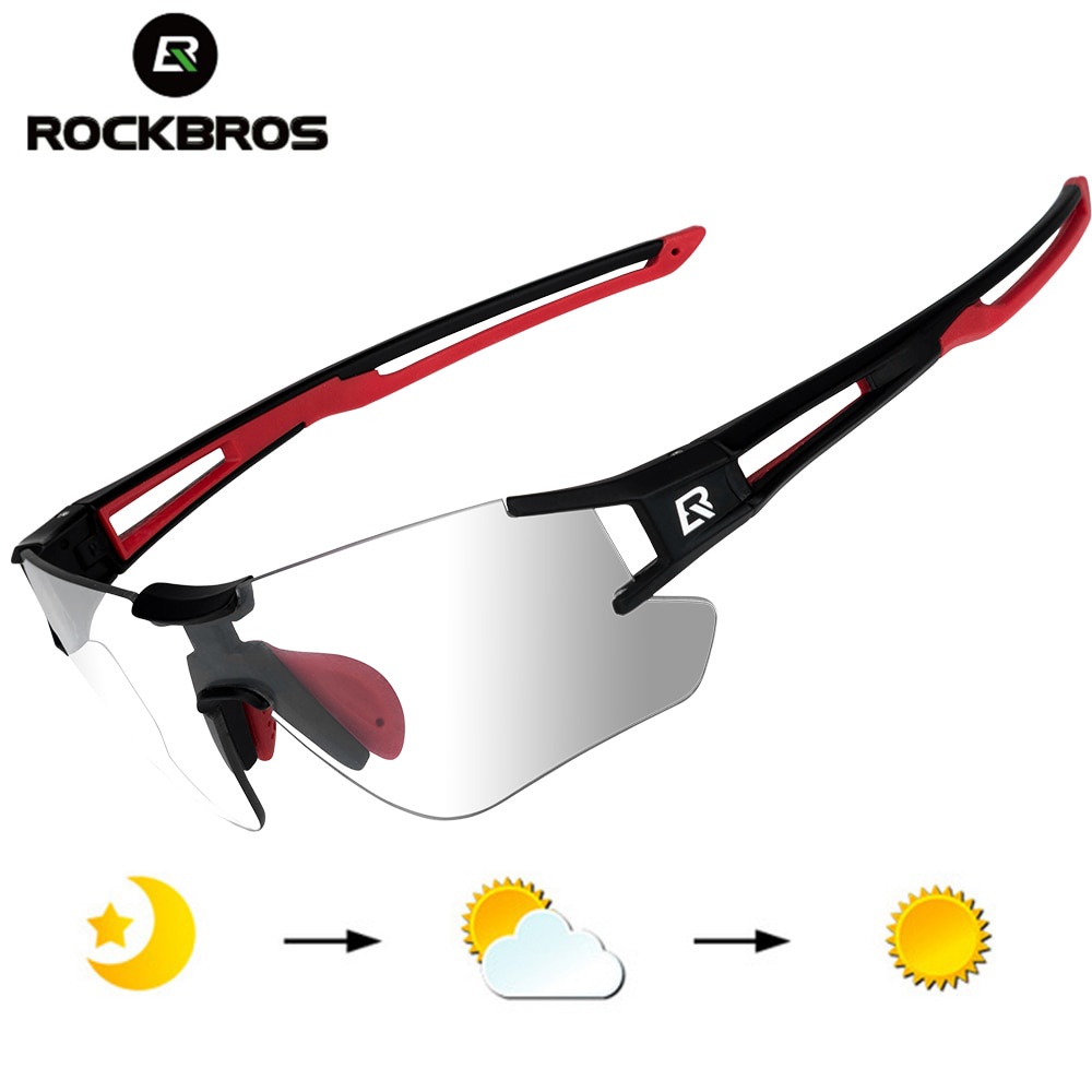 R3w ROCKBROS 運動自行車眼鏡光致變色鏡片 10112 黑色/紅色