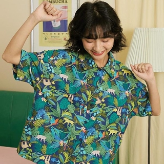 蔓莎💞2025年新款寬松韓版復古少女感碎花上衣印花港風短袖襯衫外套女 女生衣著