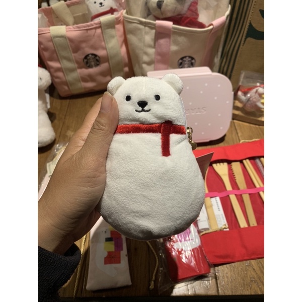 🎄聖誕節獻禮🎄星巴克 Starbucks 圍巾熊零錢包 北極熊 🐻‍❄️ 白熊