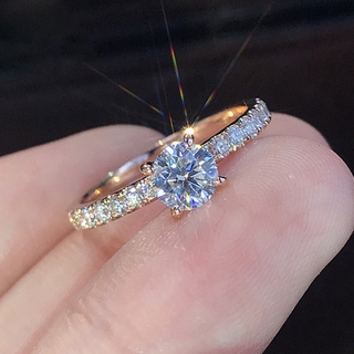 S925純銀鋯石戒指女百搭精緻首飾求婚