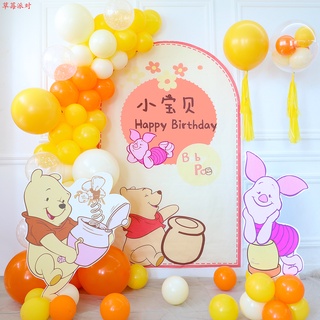 男女兒童1~12歲小熊維尼主題生日氣球套餐佈置寶寶百天滿月可愛卡通海報裝飾