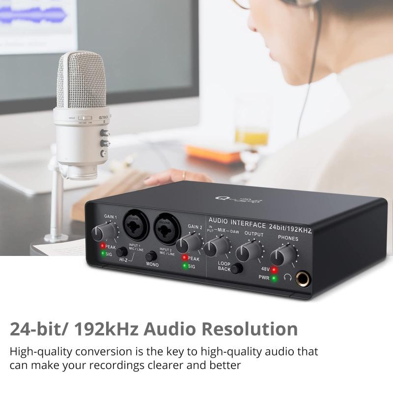 Q-24 Q-22 Q-12 Audio Interface Sound Card With Monitor Mixin
