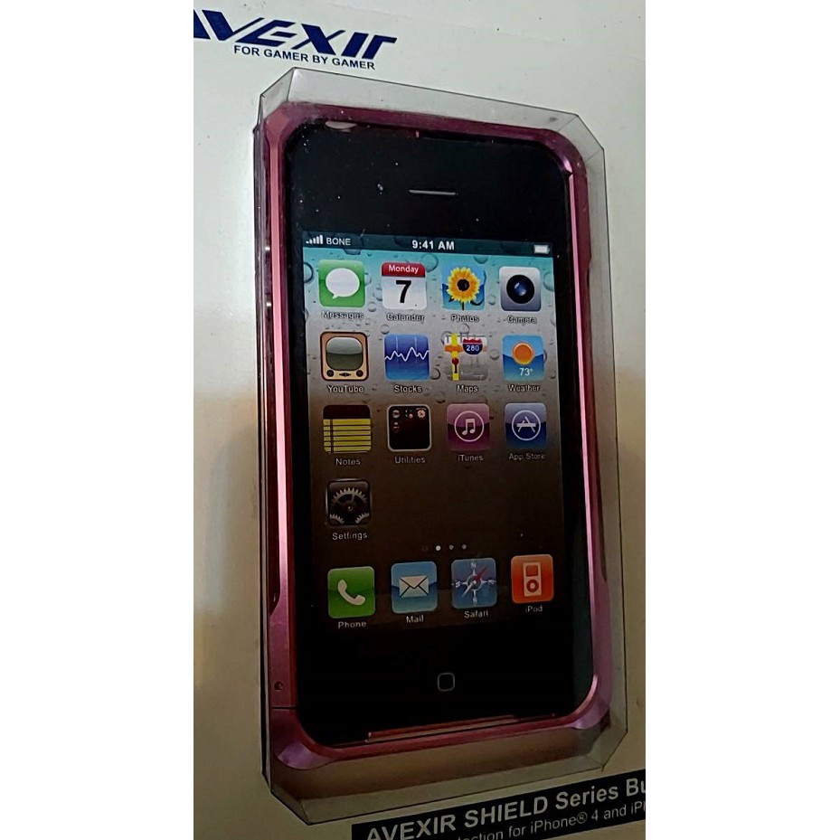 AVEXIR iPhone4 &amp; 4S 手機保護殼 粉色鋁製金屬框 CNC手機外框 當掛勾用都划算