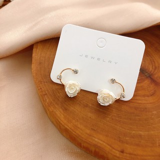 原單小確幸~日韓精品 S925銀針 天使白玫瑰小鑽氣質耳環 //現貨特價39