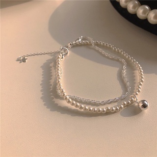日韓時尚氣質滿天星個性小眾設計感珍珠雙層手鍊