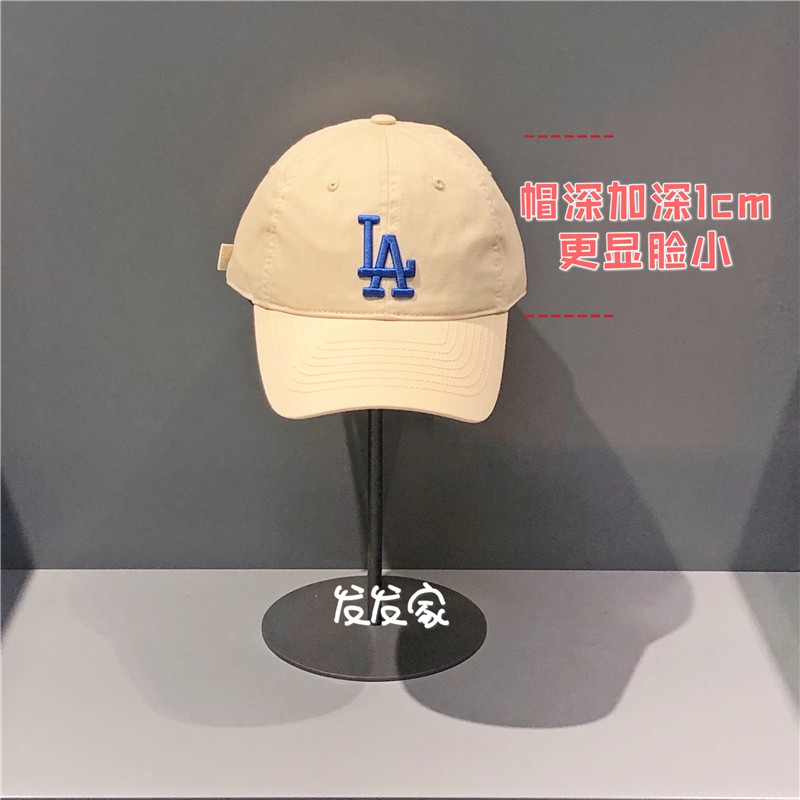 ✵✣來貨了！韓國MLB專柜正品大標軟頂LA卡其藍標刺繡棒球帽子女CP66