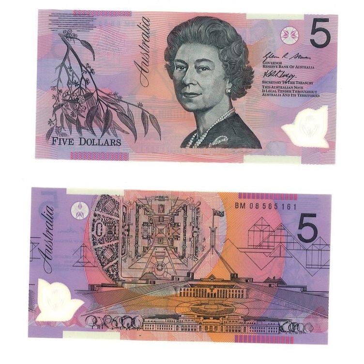 澳洲紙鈔 澳洲紙幣 澳洲5元 英女皇紙鈔 英女皇頭像 澳元 塑膠鈔