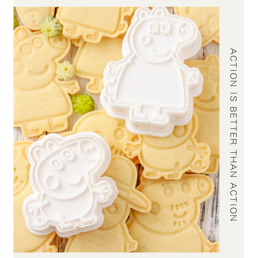 (六件套)小豬家人曲奇餅乾模具.3d立體卡通.饅頭.飯糰模具.塑料按壓式烘焙家用.