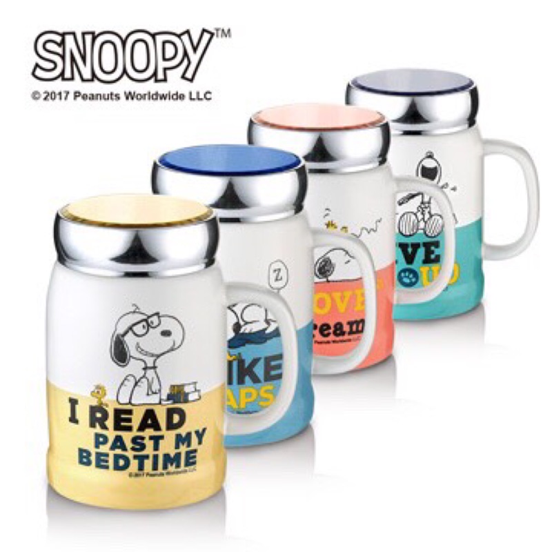 史努比SNOOPY 小日子陶瓷蓋杯500ml/4款任選粉色