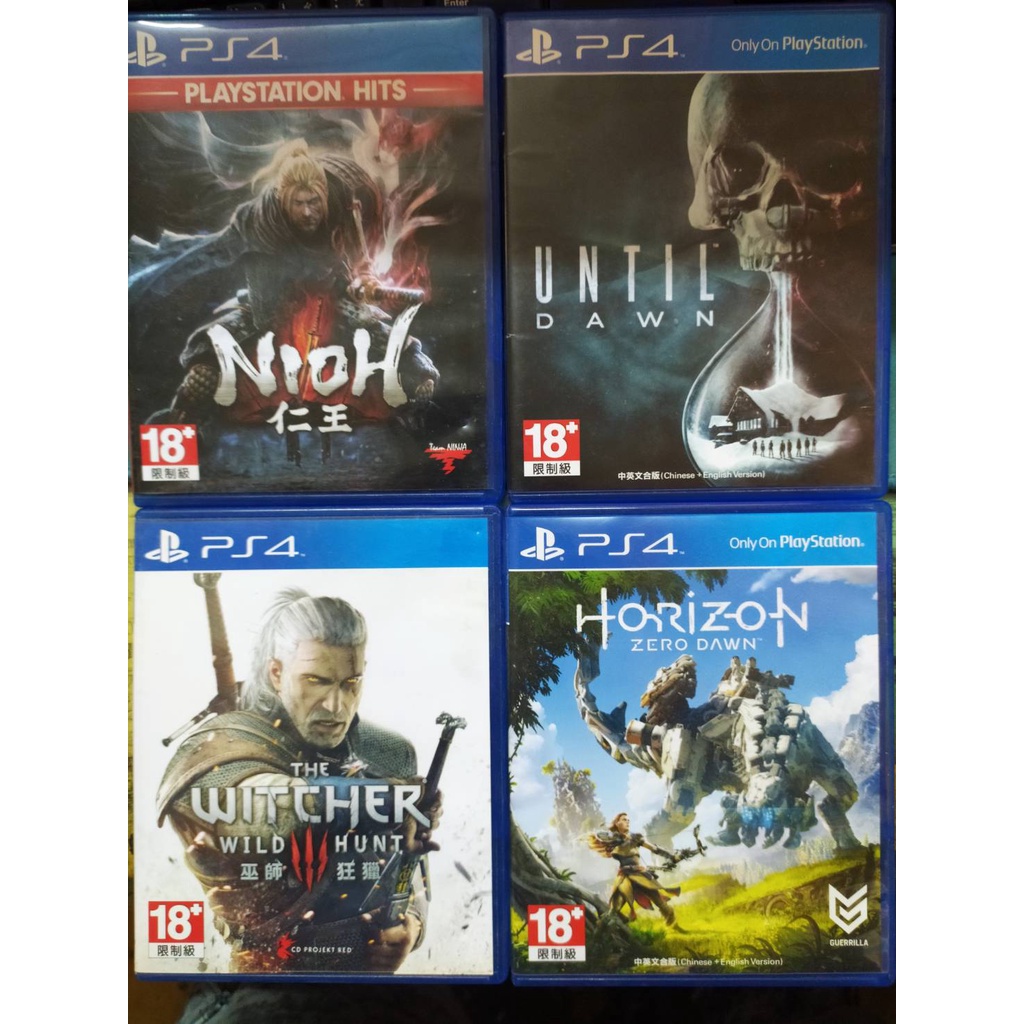 PS4遊戲片出清 四款皆為中文版 《地平線：期待黎明》《仁王》《直到黎明》《巫師３：狂獵》