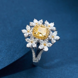 奢華淺色黃色鑽石仿奢華克拉戴鑽戒鑽石戒指結婚女士戒