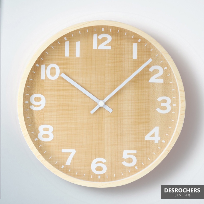 Desrochers｜NATURE靜音時鐘 30cm 木質紋理靜音時鐘 壁鐘 數字 木紋邊框台灣製造