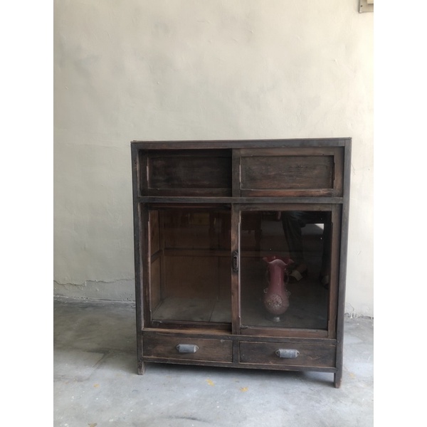 【福三】老菜櫥 檜木櫃 玻璃展示櫃 老傢俱
