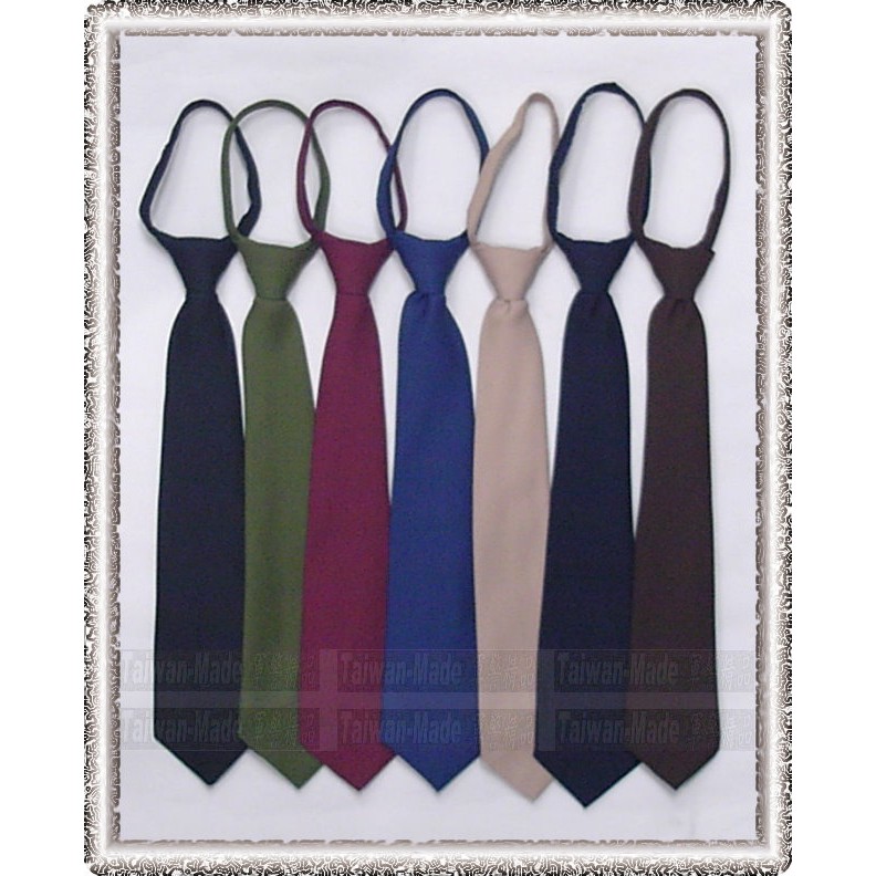 《甲補庫》黑/深藍/寶藍/橄欖綠/卡奇色素面自動領帶、拉鍊領帶~免手打領帶/保證台灣製造