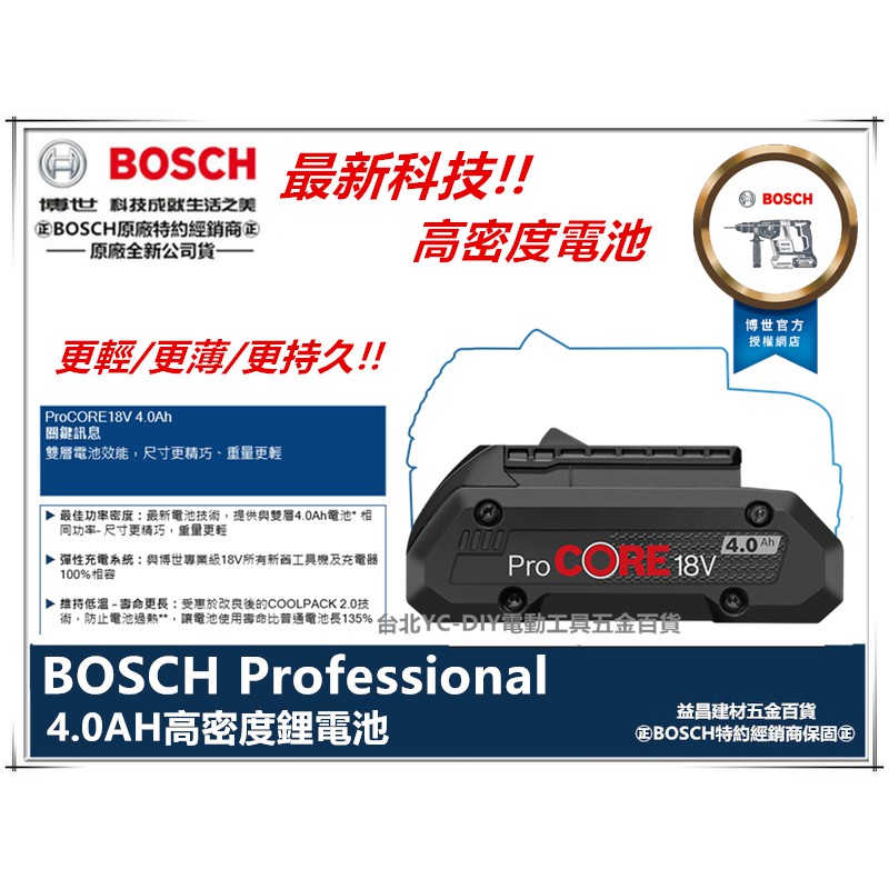 台北益昌  BOSCH HD PROCORE 高密度 電池 18V 4.0Ah 8.0AH 12.0AH