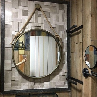 北歐風ins麻繩壁掛鏡 網紅訂製款工業風loft裝飾浴室廁所化妝鏡