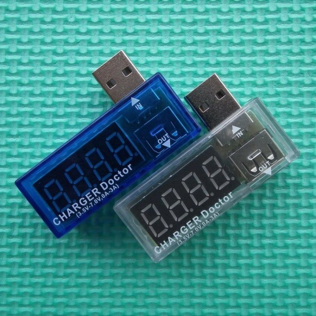 ►50◄USB充電電流/電壓測試儀檢測器 USB電壓表電流表 可檢測USB設備 電壓 電流 (透明白色)