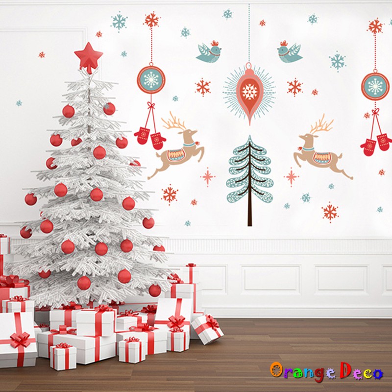 【橘果設計】耶誕圖案聖誕壁貼 壁貼 牆貼 壁紙 DIY組合裝飾佈置