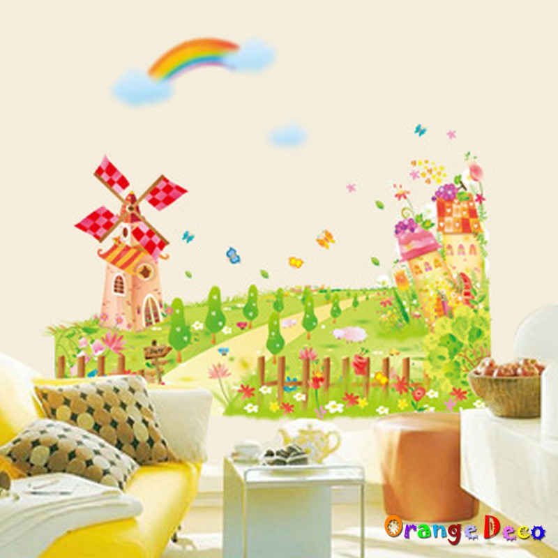 【橘果設計】風車田園 壁貼 牆貼 壁紙 DIY組合裝飾佈置