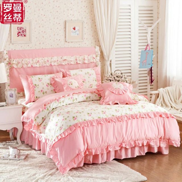 韓式浪漫公主風🤩免運費 純棉 荷葉邊 小碎花 鋪棉 床罩被套四件組 枕頭套 床罩 被套 床包 床罩被套組