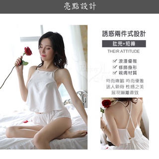 女性情趣內衣/褲 > 性感睡衣 >典雅！仿肚兜設計後背交叉兩件式情趣睡衣