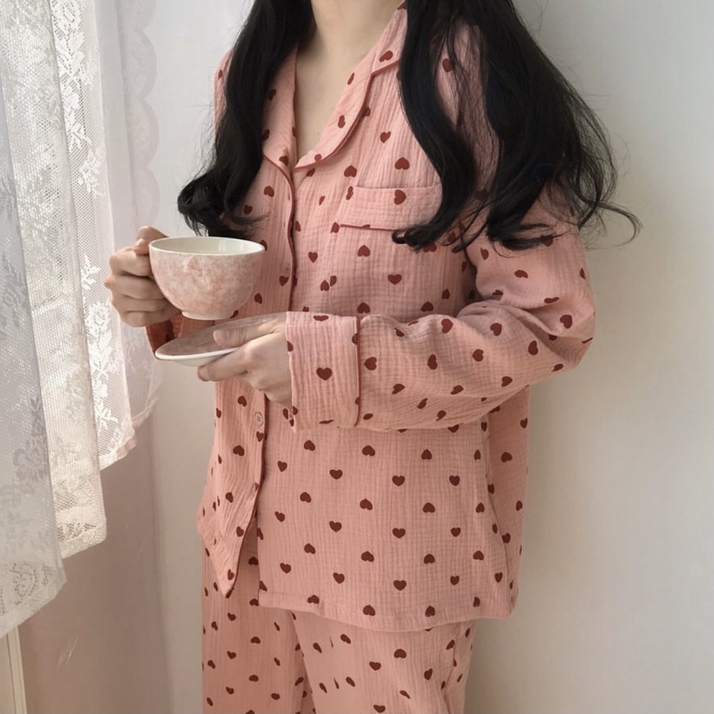 【XY Shop】💕 Juuneedu 長袖 愛心 睡衣 居家服 上衣 褲子 韓國 睡衣品牌 居家小物