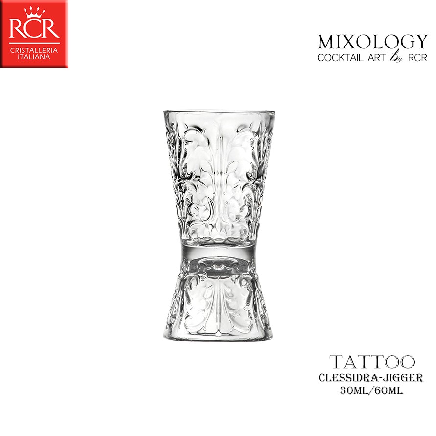 【義大利RCR】TATTOO系列 圖騰沙漏雙向酒杯 30ml 60ml 烈酒杯 一口杯 雞尾酒杯 LUXION水晶玻璃