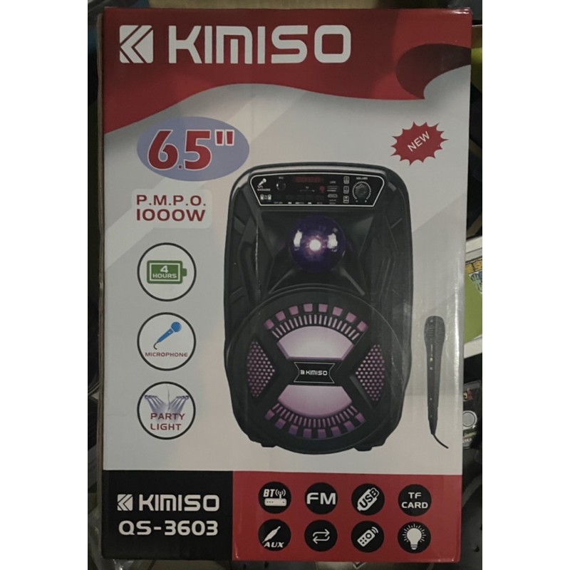 免運中 KIMISO QS-3603 藍芽喇叭 附麥克風卡拉OK/USB/七彩燈光/6.5”重低音喇叭1000W 全新