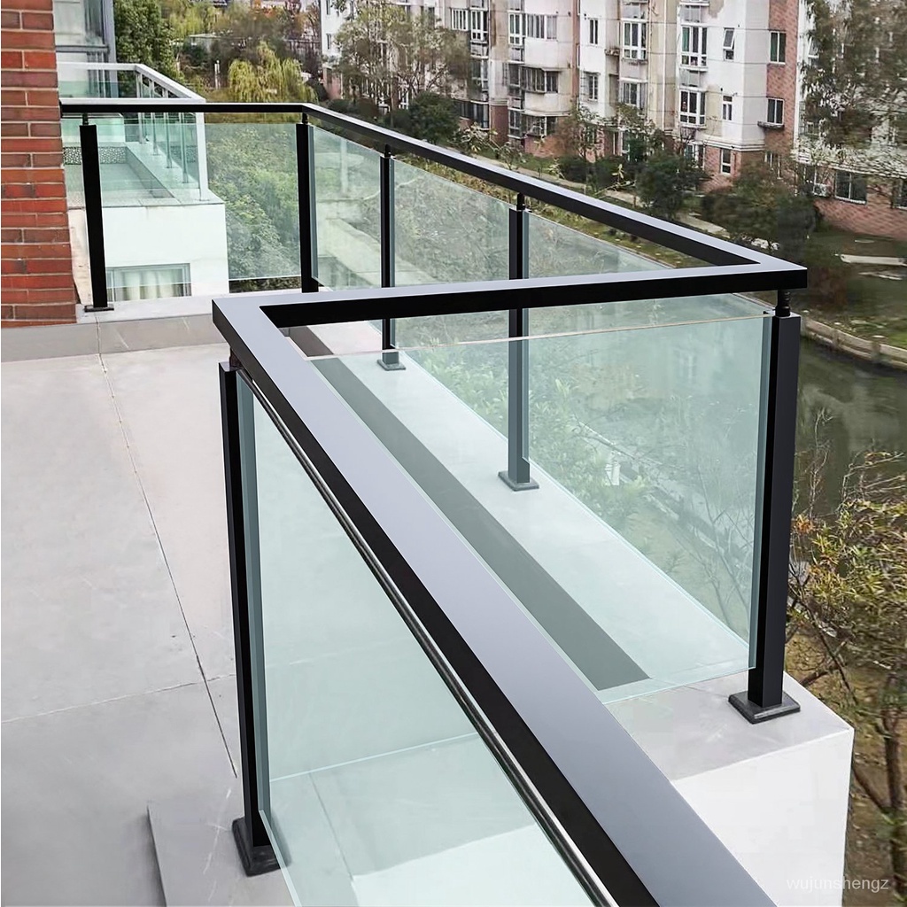 玻璃護欄現代簡約內卡槽陽臺室內傢用不銹鋼樓梯扶手玻璃欄桿立柱