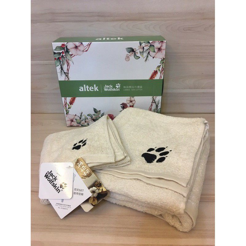 [彰化股東會紀念品拍賣中心] Jack wolfskin 無染棉浴巾禮盒 浴巾*1+毛巾*1