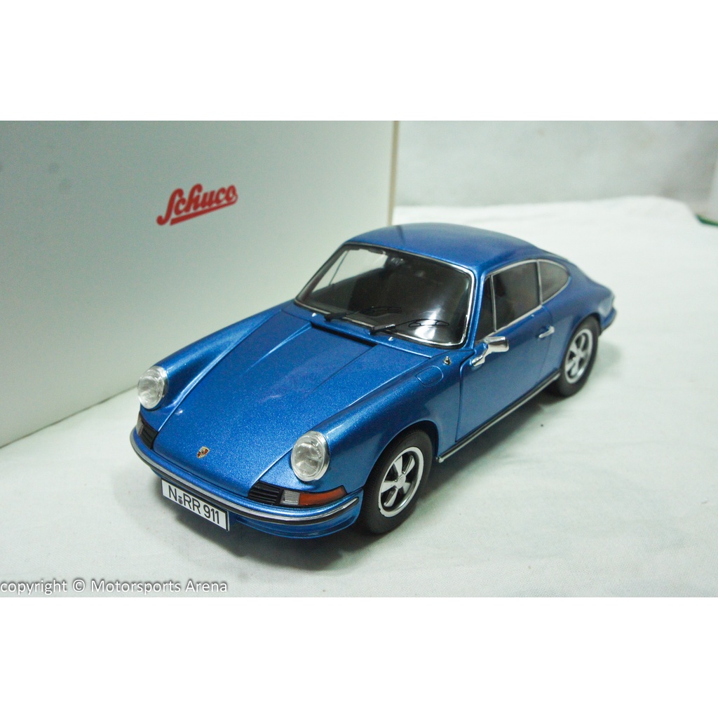 【現貨特價】1:18 Schuco Porsche 911 S 2.4L Coupe 1973 藍色 ※合金全開※