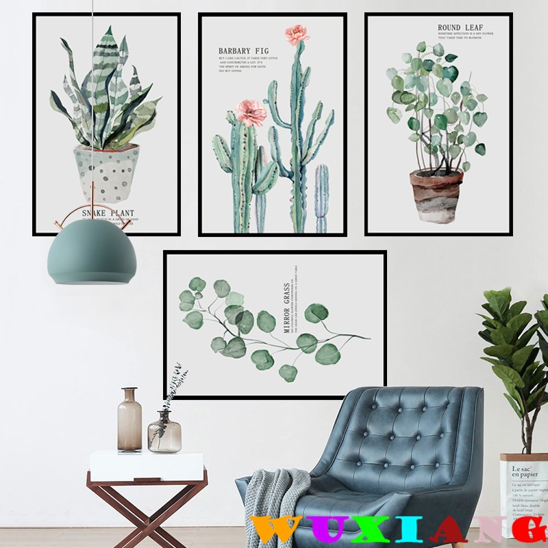 五象設計 可移除壁紙 北歐風 小清新 綠色植物 葉子 畫框裝飾畫 背景牆 客廳臥室