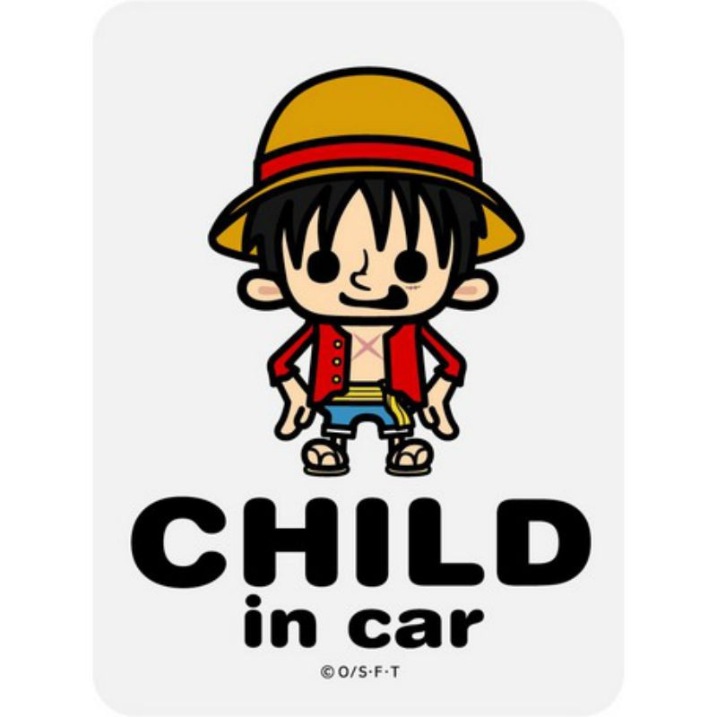 現貨 日本製 車身防水貼紙 車用防水貼紙 CHILD in car 海賊王 蒙其‧D‧魯夫(2)
