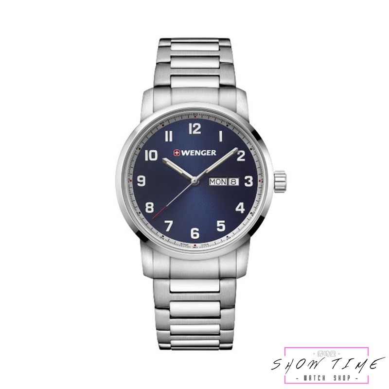 WENGER 瑞士威格 歐風極簡約數字時刻腕錶-鋼帶/藍面銀 01.1541.121 [ 秀時堂 ]