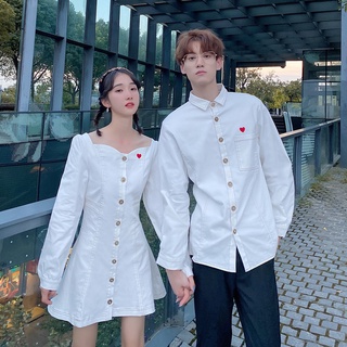 【COUPLE】情侶裝春裝🔥🔥2021女裙男襯衫愛心結婚登记照