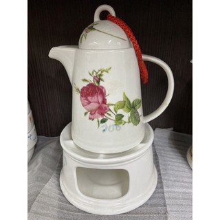 【蝦皮代開發票】保溫爐組+保溫爐+專用環保蠟燭10入 600ml (陶瓷)花茶壺,咖啡壺加熱保溫用