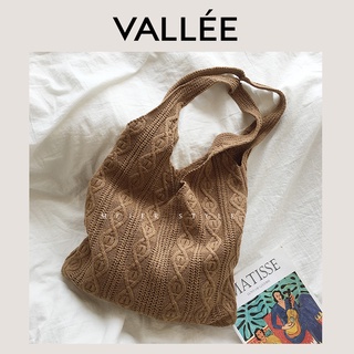 【VALLEE】✨現貨針織包毛線包✨新款質感韓國ins藝文復古麻花編織包袋斜背包購物袋休閒百搭手提包袋