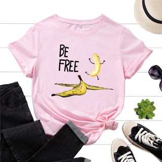 【 Swiss Kids 】Be free搞笑香蕉人 ebay獨立站熱款寬鬆純棉短袖T恤女
