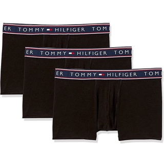Tommy Hilfiger 男生短版貼身內褲組 棉質彈力平口四角內褲 3件黑色盒裝 拳擊手褲型