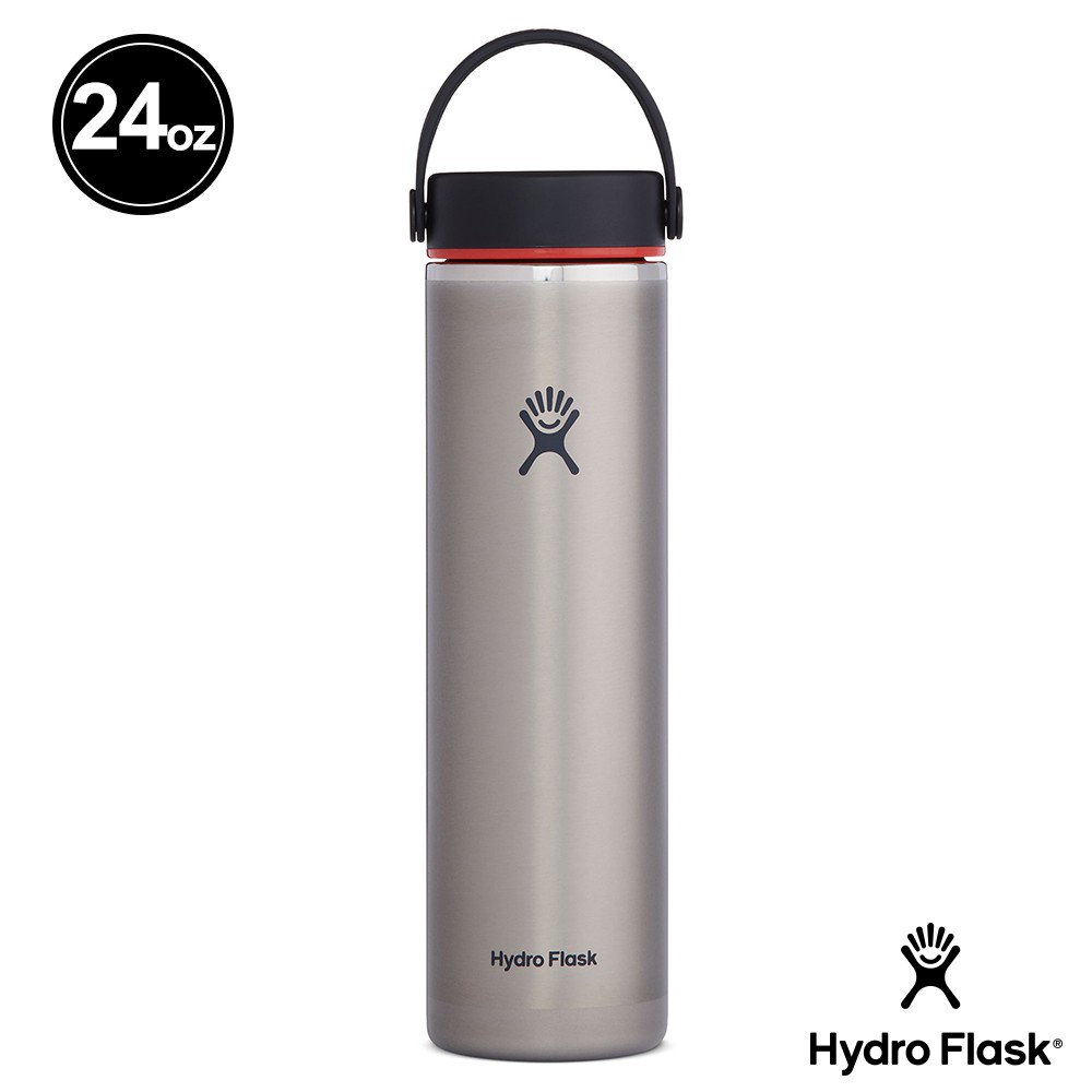 全家遊戶外】Hydro Flask 美國24oz 寬口輕量真空保溫鋼瓶曜石黑/板岩灰 