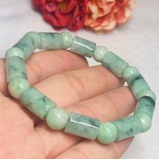 多寶晶石/天然翡翠A貨/蘋果綠桶珠/糯種翡翠手鍊/桶珠/管珠/飄花手珠/蘋果綠手珠/陽綠手珠/綠翡翠/玉石手珠/綠色手鍊