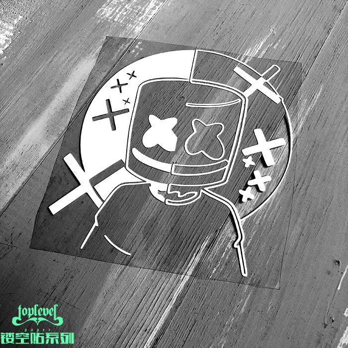 現貨 鏤空車貼marshmello Remix Dj棉花糖音樂電音行李箱貼紙防水 蝦皮購物