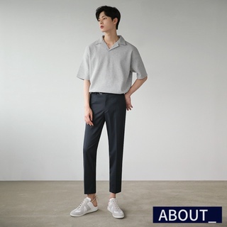 【ABOUT_歐巴】輕熟質感翻領polo衫 韓 短袖上衣 時尚 百搭 上班 男