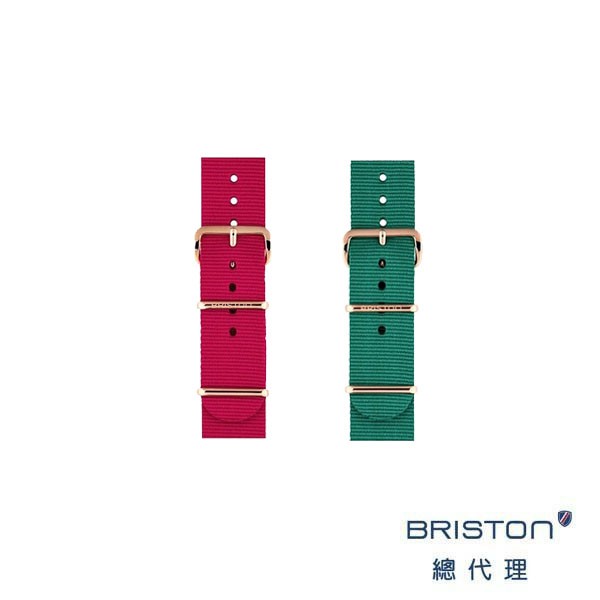 BRISTON 帆布錶帶 20mm 245mm 玫瑰金扣 NATO 可替換 方糖錶款適用