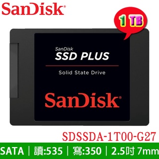 【3CTOWN】含稅 SanDisk 1T 1TB SSD PLUS SATA SSD固態硬碟