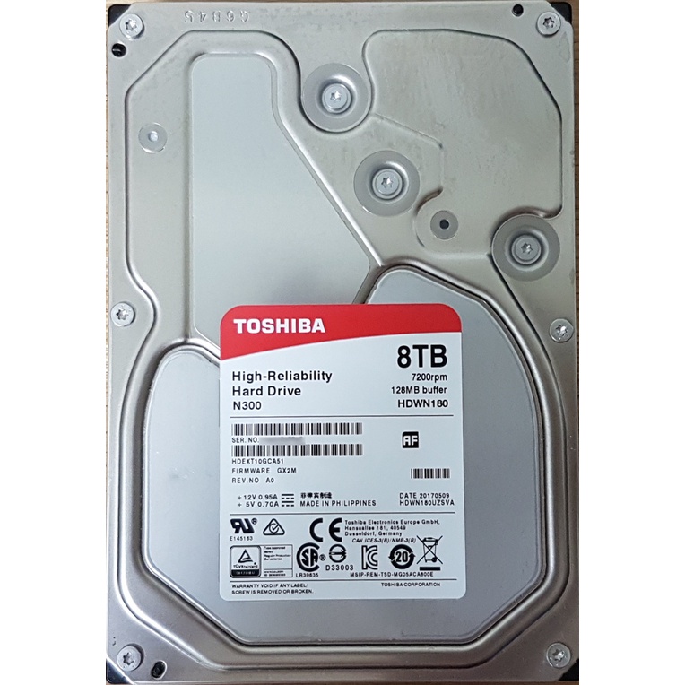 Toshiba 8TB N300 東芝 3.5吋 NAS 硬碟 (HDWN180)
